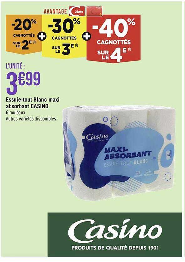 essuie-tout blanc maxi absorbant casino