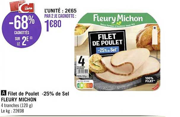 filet de poulet -25% de sel fleury michon