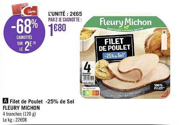 filet de poulet -25% de sel fleury michon