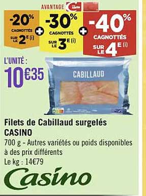 Filets De Cabillaud Surgelés Casino