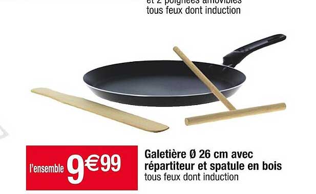 galetière ø 26 cm avec répartiteur et spatule en bois
