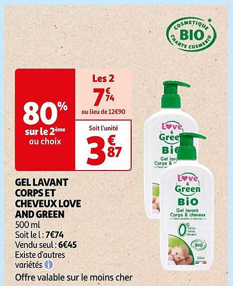 gel lavant corps et cheveux love and green