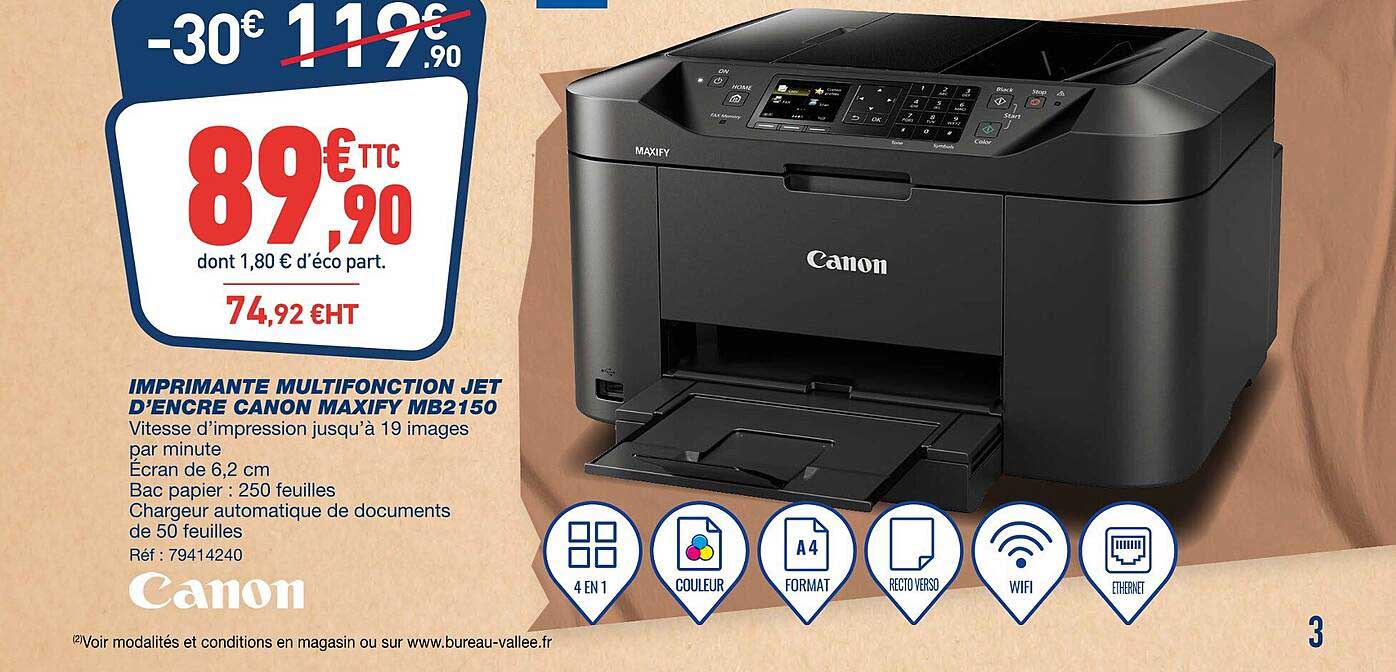 imprimante multifonction jet d'encre canon maxify mb2150