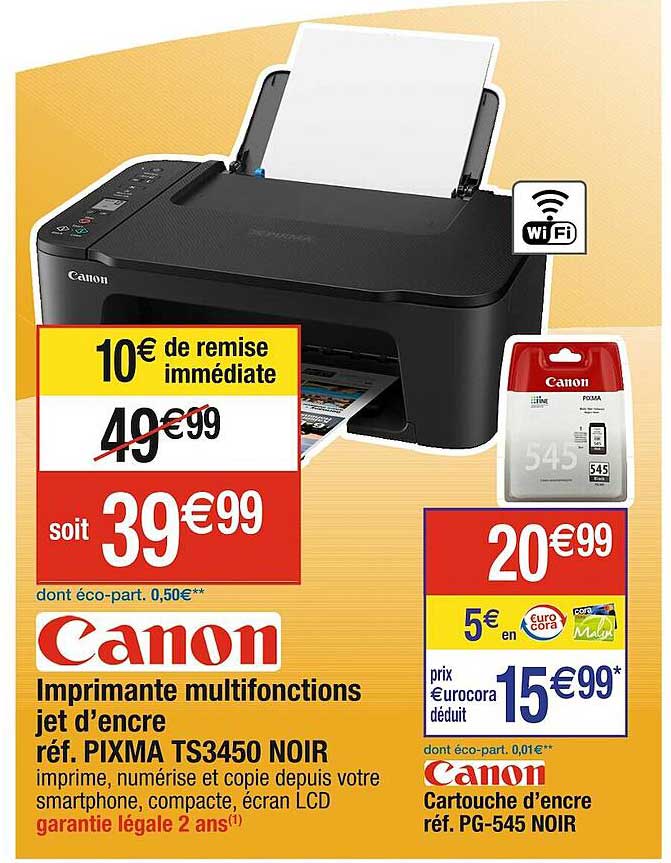 imprimante multifonctions jet d'encre pixma ts3450 noir canon