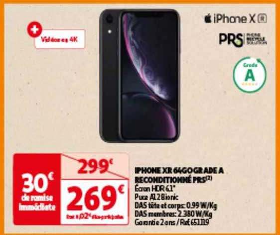 iphone xr 64go grade a reconditionné prs