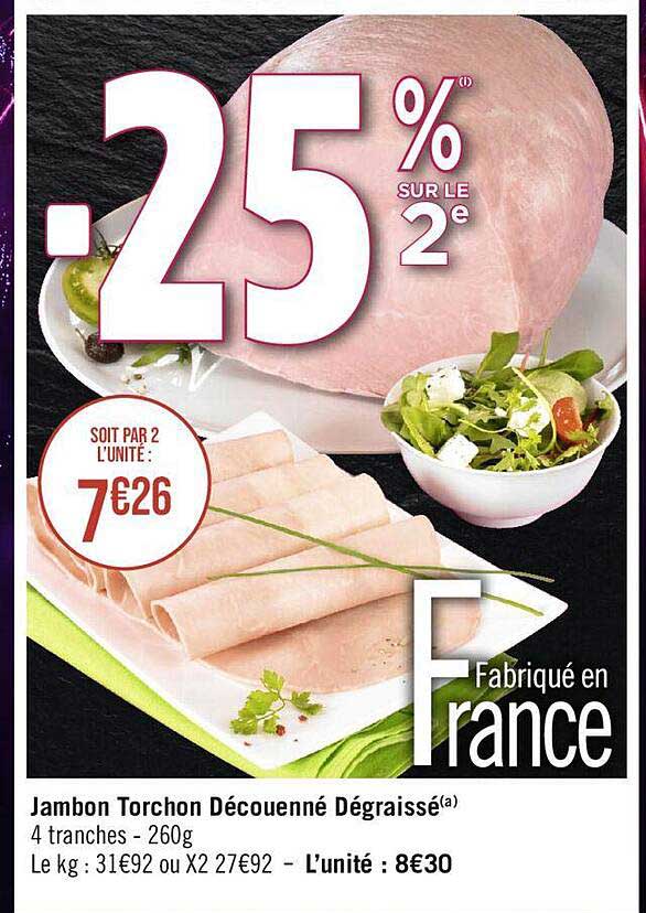 Jambon Torchon Découenné Dégraissé