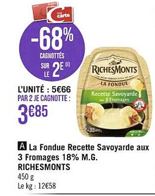 la fondue recette savoyarde aux 3 fromages 18% m.g. richesMonts
