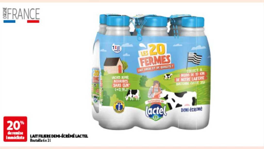 lait filière demi-écrémé lactel