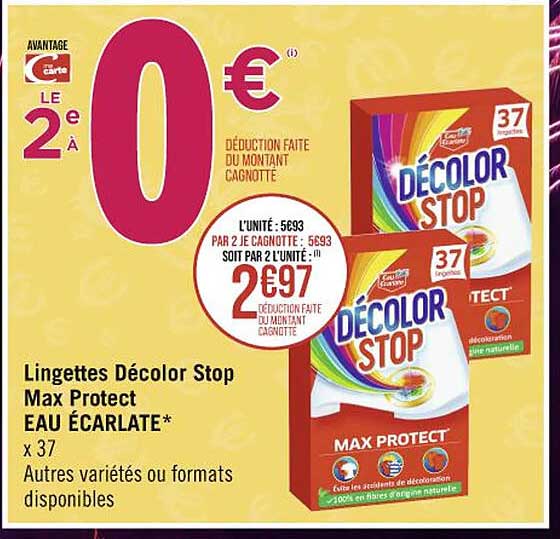 lingettes décolor stop max protect eau écarlate
