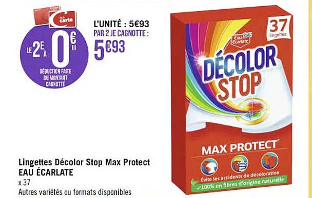 lingettes décolor stop max protect eau écarlate
