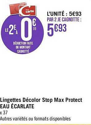 lingettes décolor stop max protect eau éclarlate