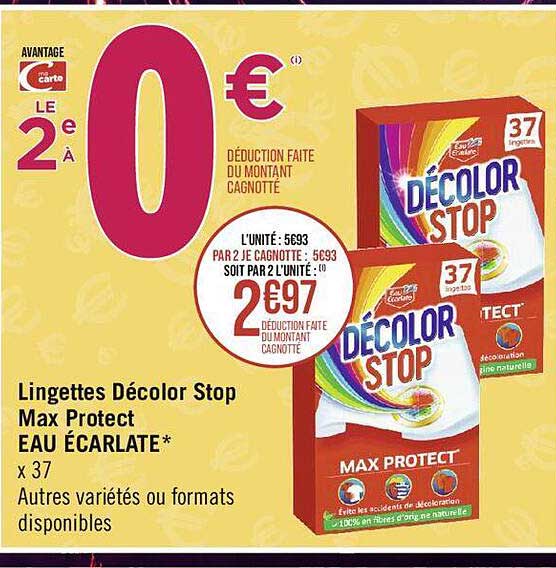 lingettes décolor stop max protect eau éclarlate