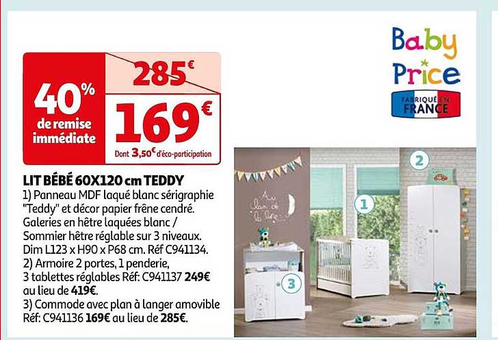 lit bébé 60 x 120 cm teddy baby price