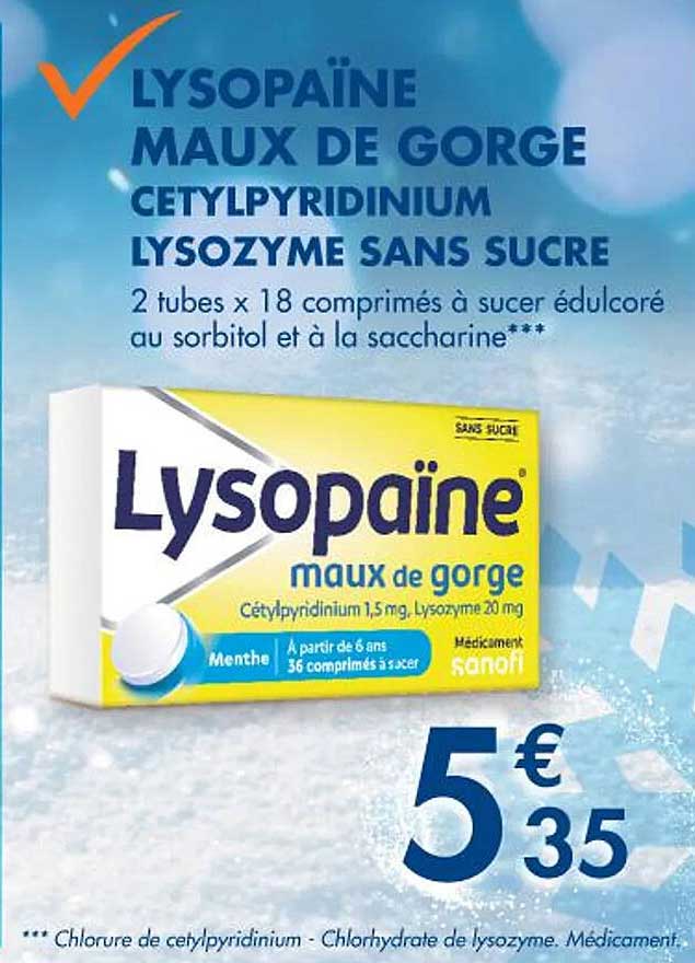 lysopaïne maux de gorge cetylpyridinium lysozyme sans sucre