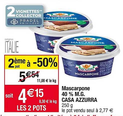 mascarpone 40% m.g. casa azzurra