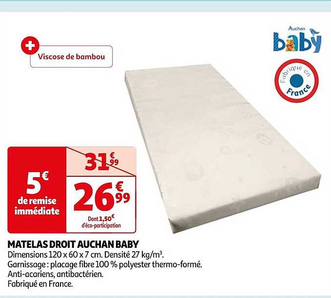 Matelas Droit Auchan Baby