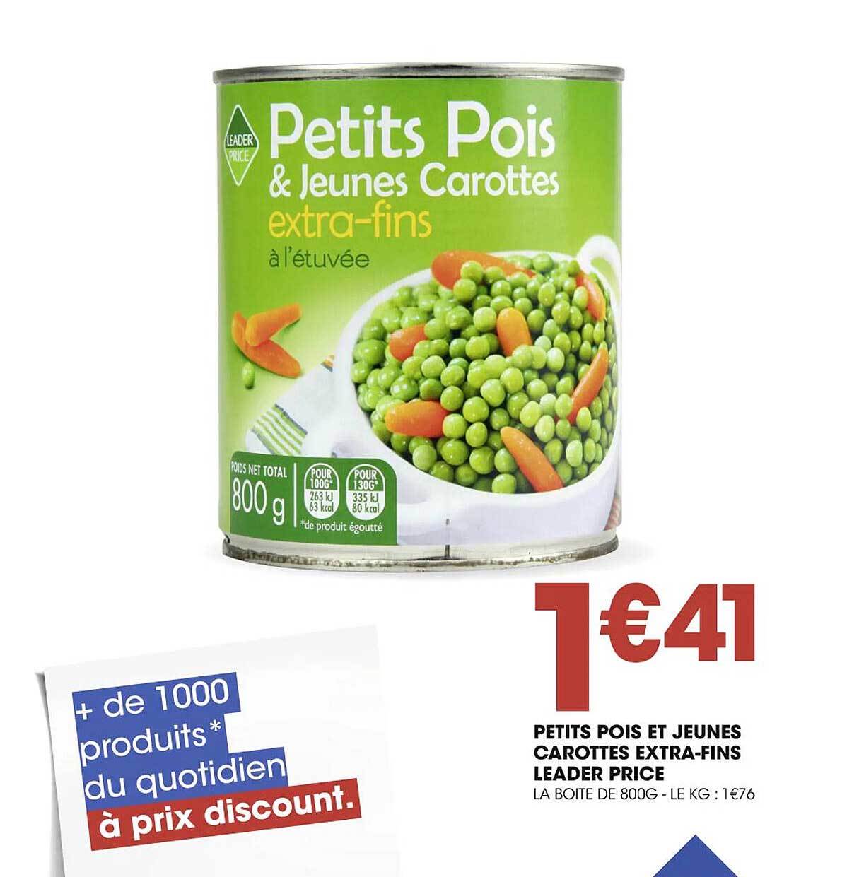 petits pois et jeunes carottes extra-fins leader price