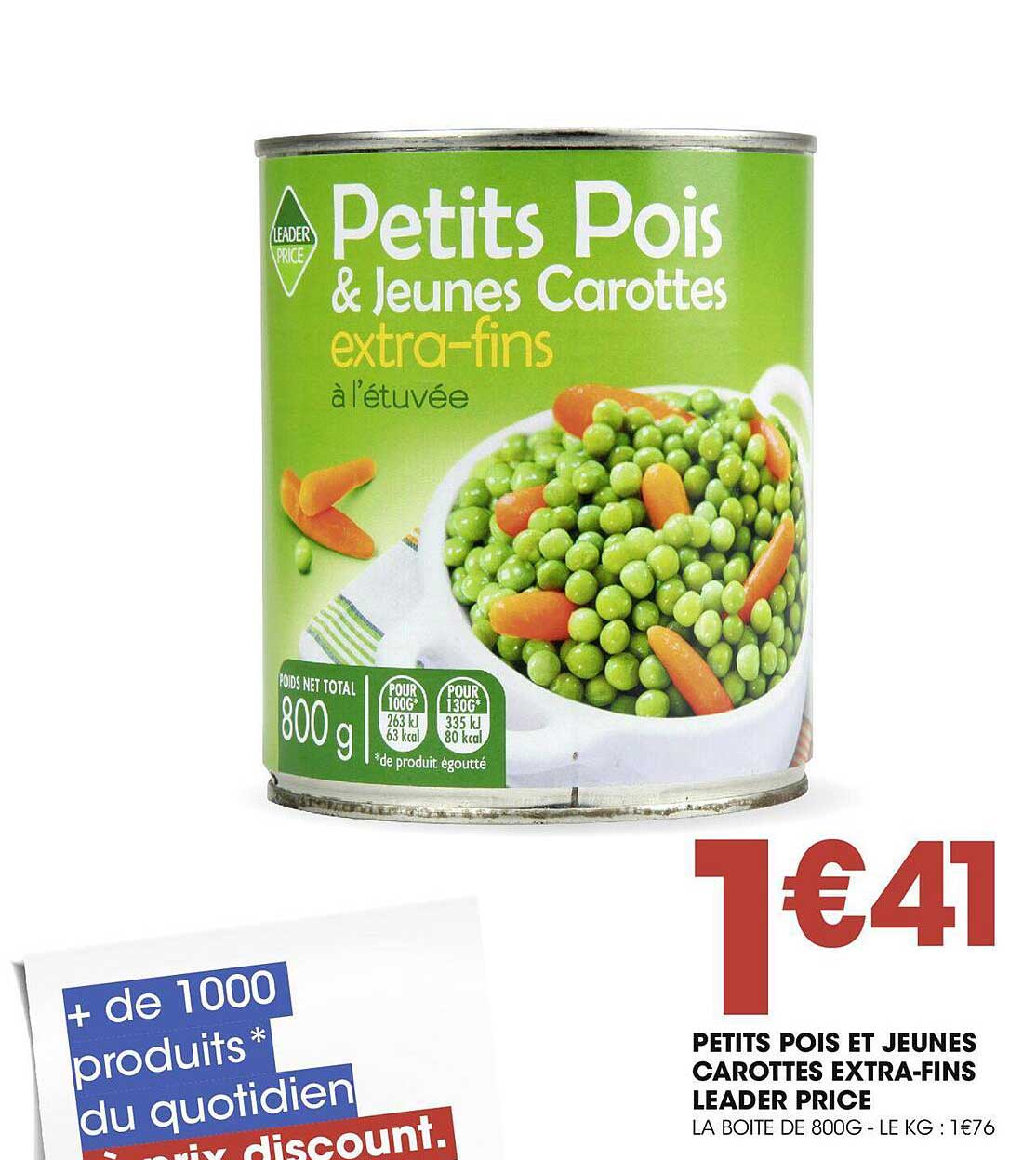 petits pois et jeunes carottes extra-fins leader price