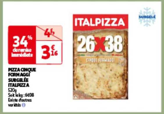 pizza cinque formaggi surgelée italpizza
