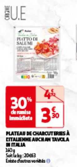 plateau de charcuteries à l'italienne auchan tavola in italia