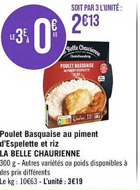poulet basquaise au piment d'espelette et riz la belle chaurienne