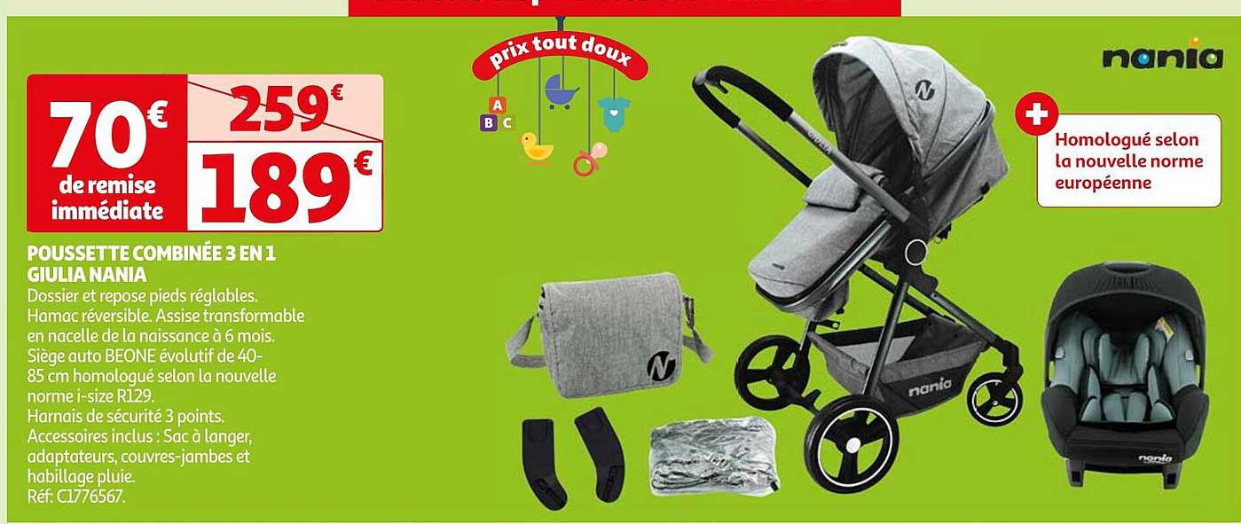 poussette combinée 3 en 1 giulia nania