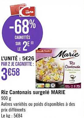 riz cantonais surgelé marie