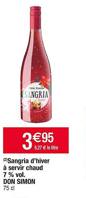 sangria d'hiver à servir chaud 7% vol. don simon