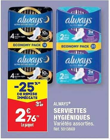 serviettes hygiéniques always