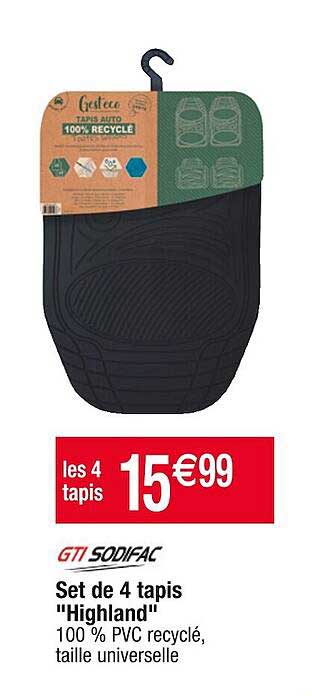 set de 4 tapis "highland" gti sodifac