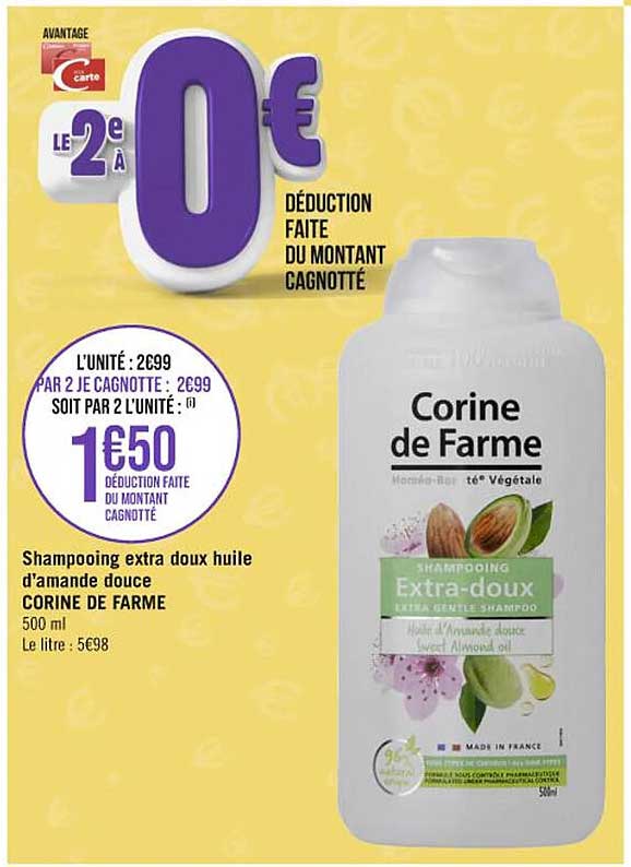 shampooing extra doux huile d'amande douce corine de farme