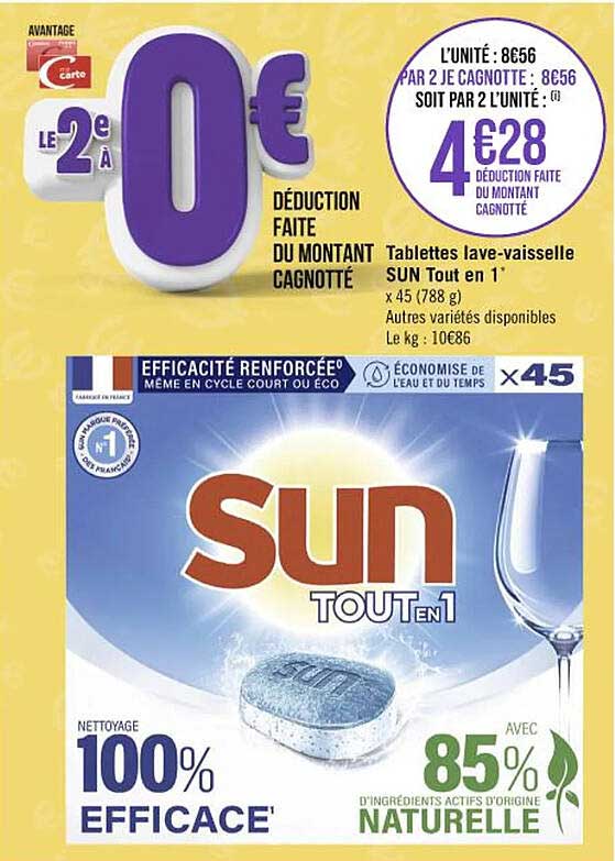 tablettes lave-vaisselle sun tout en 1
