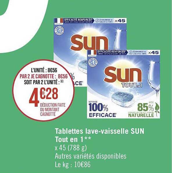 tablettes lave-vaisselle sun tout en 1