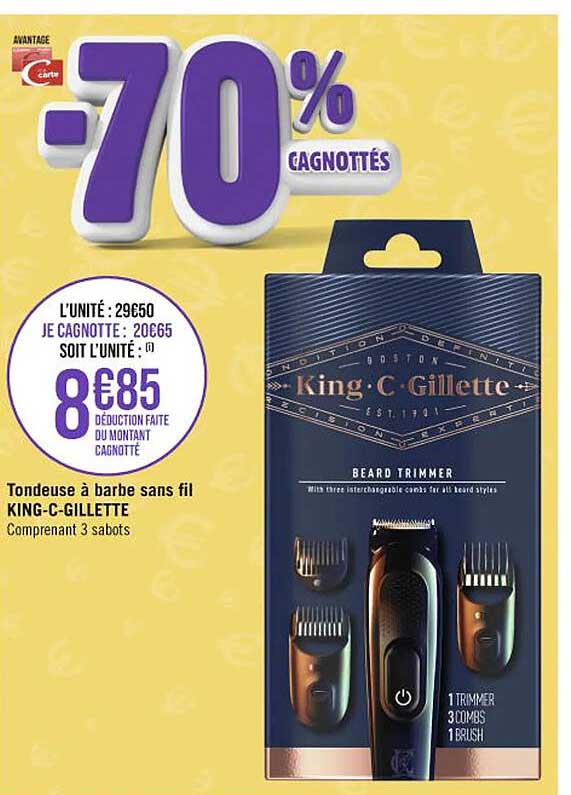 Tondeuse à Barbe Sans Fil King-c-gillette