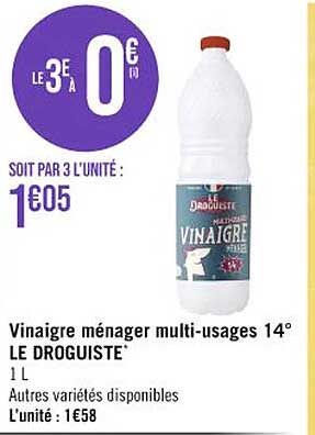 vinaigre ménager multi-usages 14° le droguiste