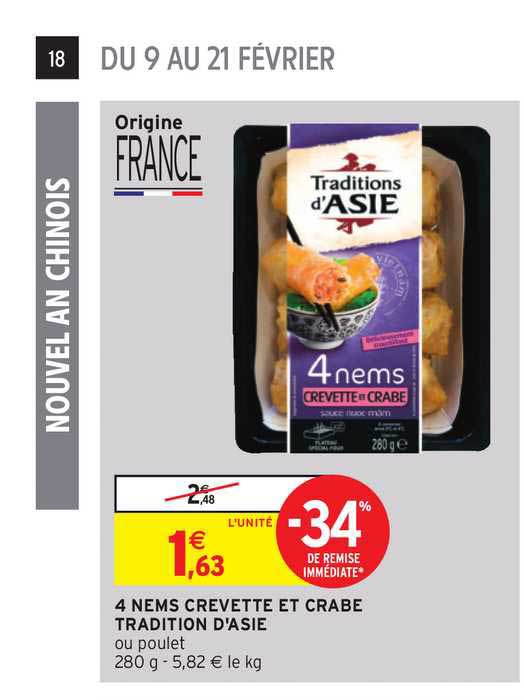 4 nems crevette et crabe tradition d'asie