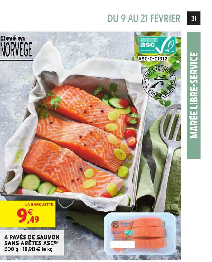 4 pavés de saumon sans arêtes asc