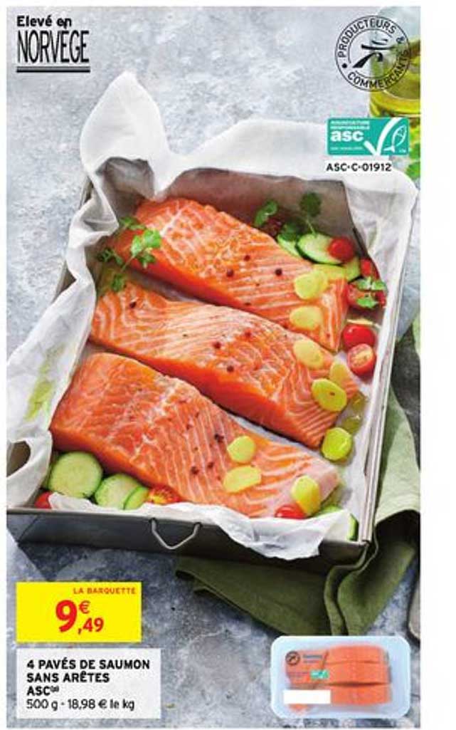 4 pavés de saumon sans arêtes asc