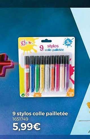 9 stylos colle pailletée