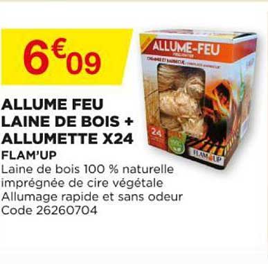 allume feu laine de bois + allumette x24 flam'up