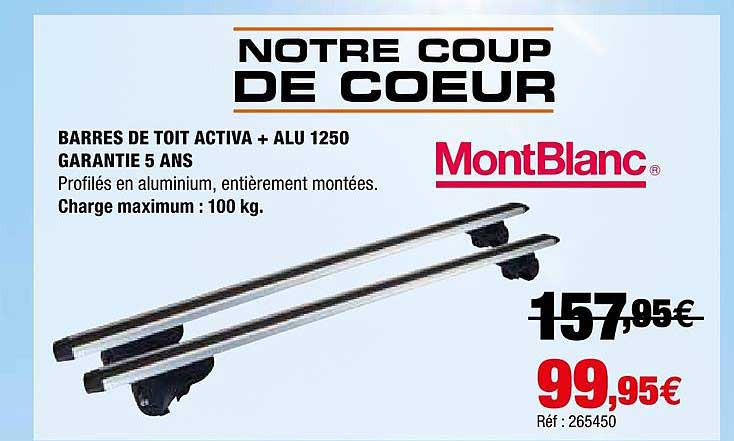 Barres De Toit Activa + Alu 1250 Montblanc