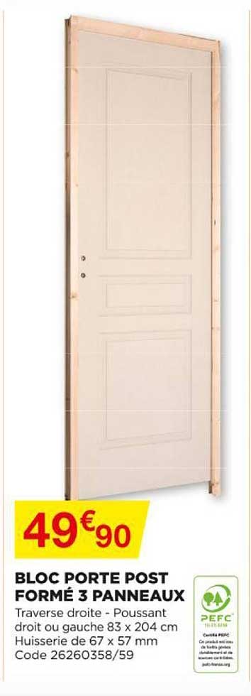 bloc porte post formé 3 panneaux