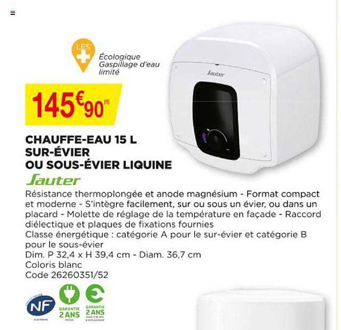 Chauffe-eau 15 L Sur-évier Ou Sous-évier Liquine Sauter