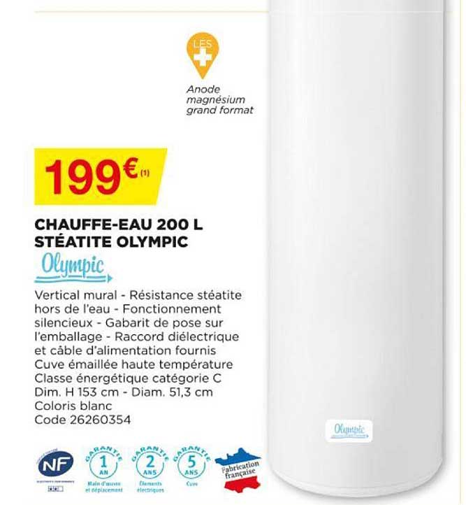 chauffe-eau 200 l stéatite olympic