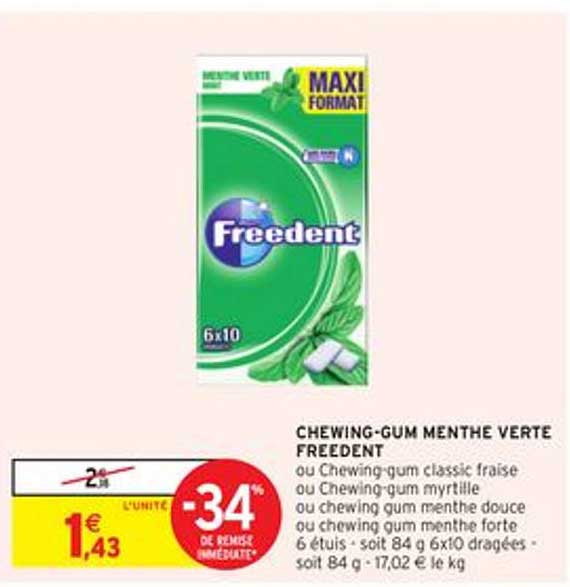 chewing-gum menthe verte freedent