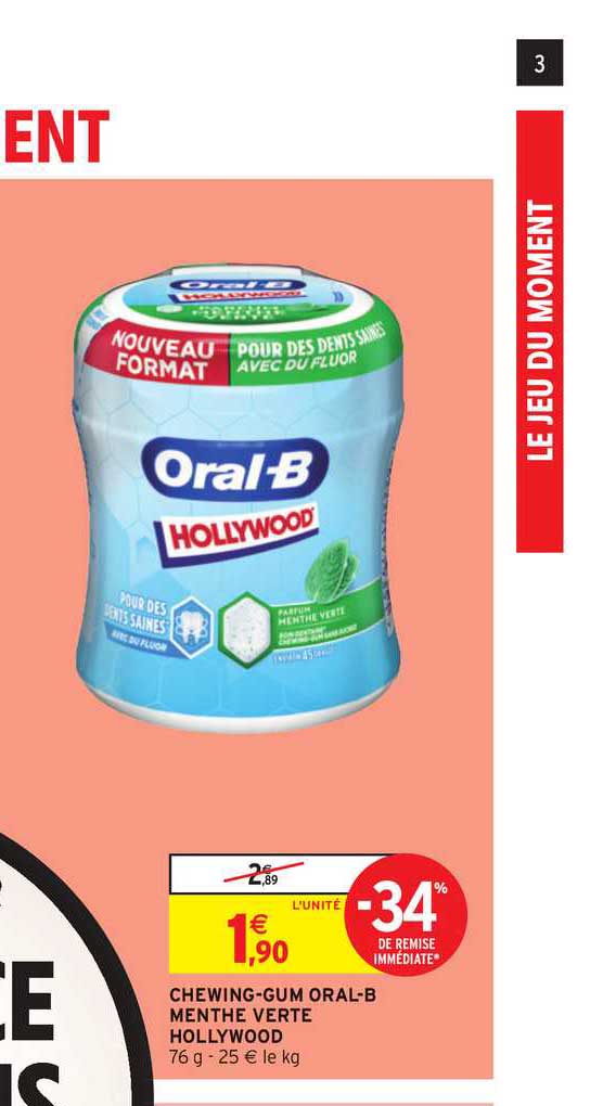 chewing-gum oral-b menthe verte hollywood
