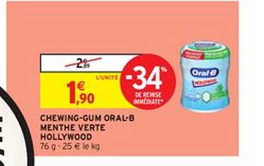 chewing-gum oral-b menthe verte hollywood