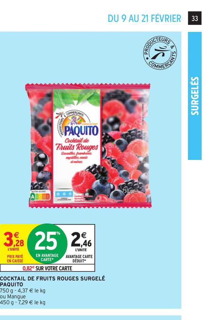Cocktail De Fruits Rouges Surgelé Paquito