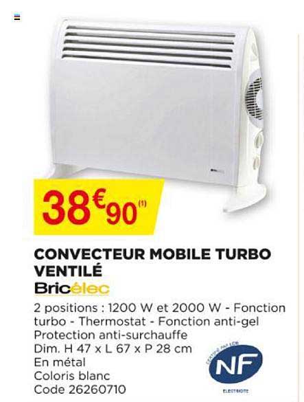Convecteur Mobile Turbo Ventilé Bricélec