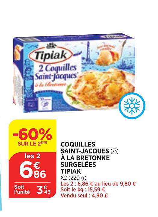 coquilles saint-jacques à la bretonne surgelées tipiak